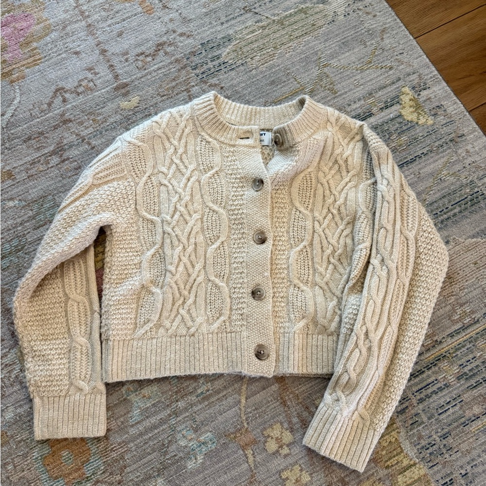 Old Navy Cream Cable Knit Cardigan